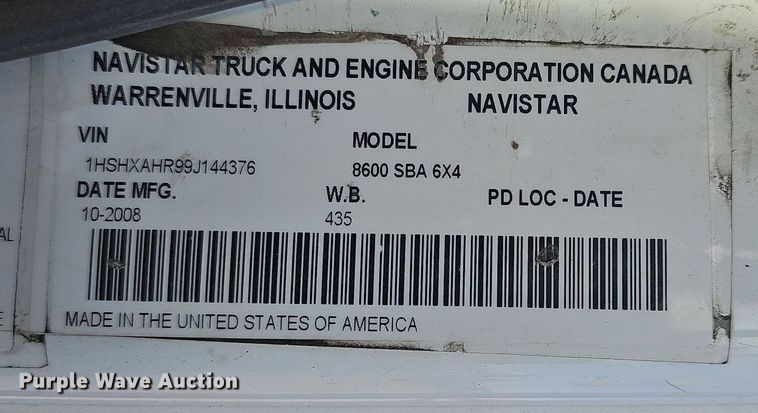 image for item OJ9171 2009 International 8600 SBA 6X4 semi truck