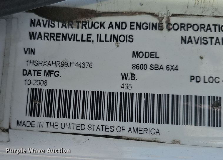 image for item OJ9171 2009 International 8600 SBA 6X4 semi truck