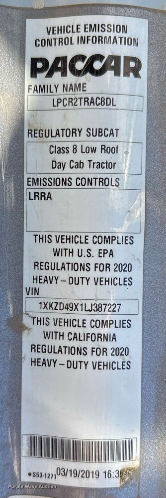 image for item OK9410 2020 Kenworth T880 dump truck