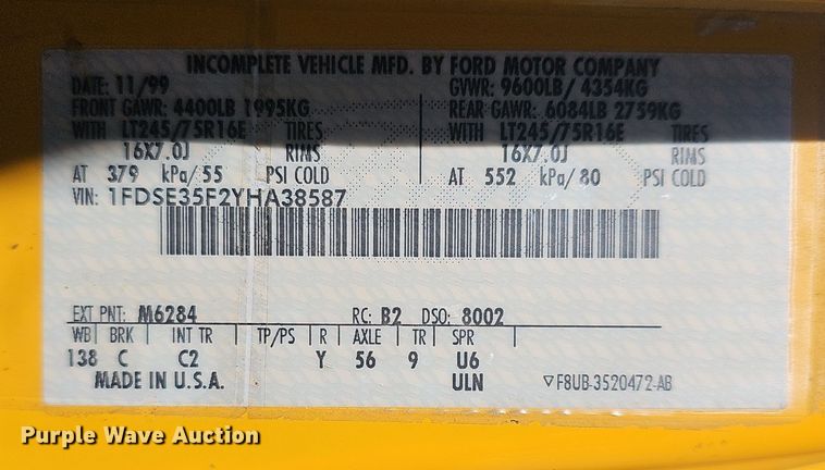 image for item DO7720 2000 Blue Bird E350 Super Duty school bus