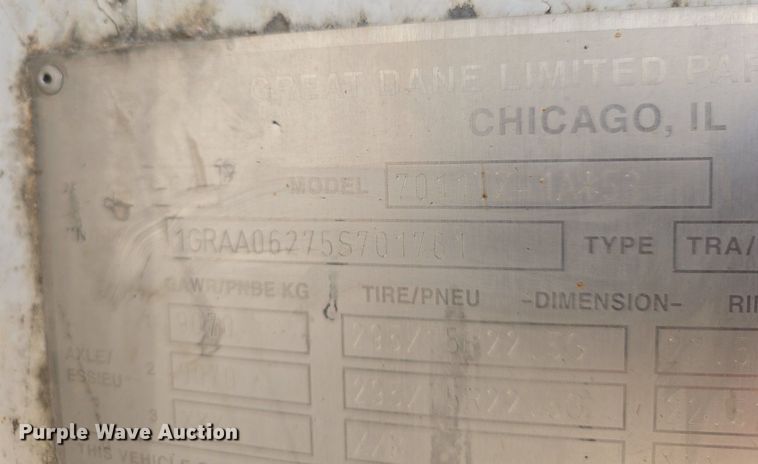 image for item DQ5295 2005 Great Dane 7011TZ1A53 refrigerated van trailer