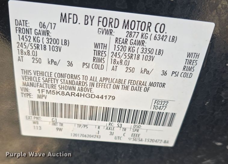 image for item DQ5314 2017 Ford Explorer Police Interceptor  SUV