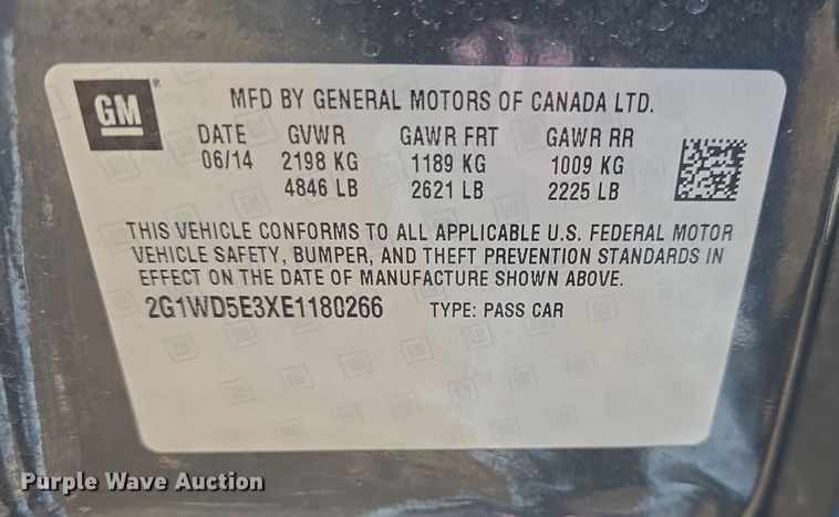 image for item DQ5325 2014 Chevrolet Impala Police Cruiser 