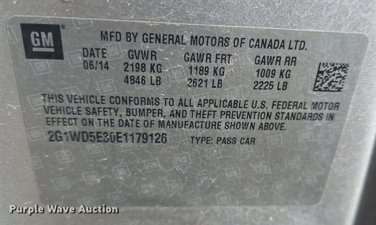 image for item DQ5326 2014 Chevrolet Impala Police Cruiser 