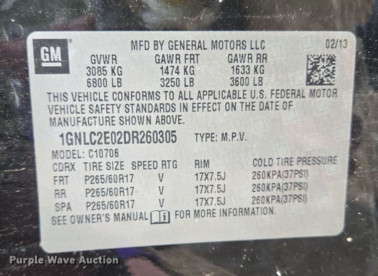 image for item DT5388 2013 Chevrolet Tahoe Police SUV