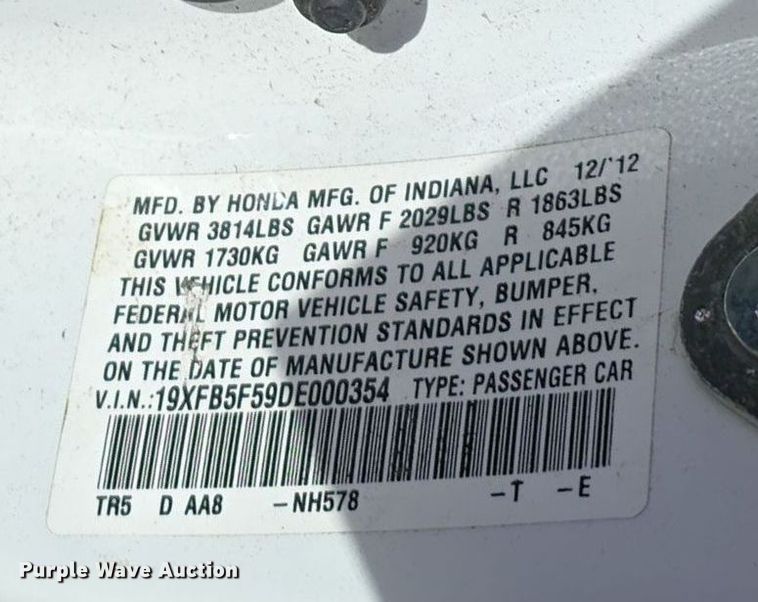 image for item DV0137 2013 Honda Civic 