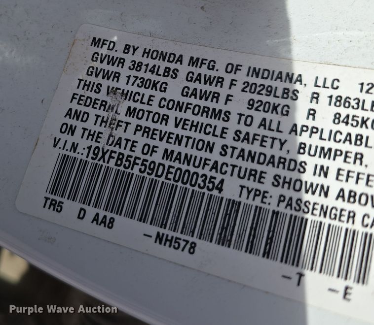 image for item DV0137 2013 Honda Civic 