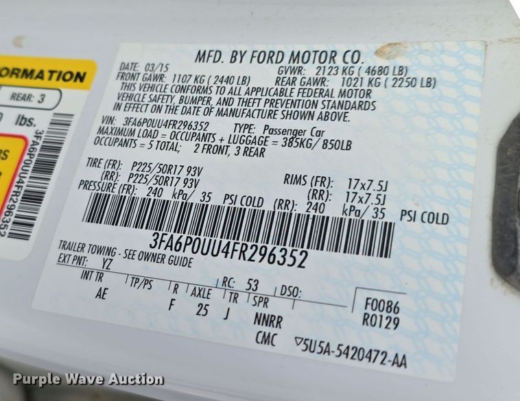 image for item DV0145 2015 Ford Fusion 