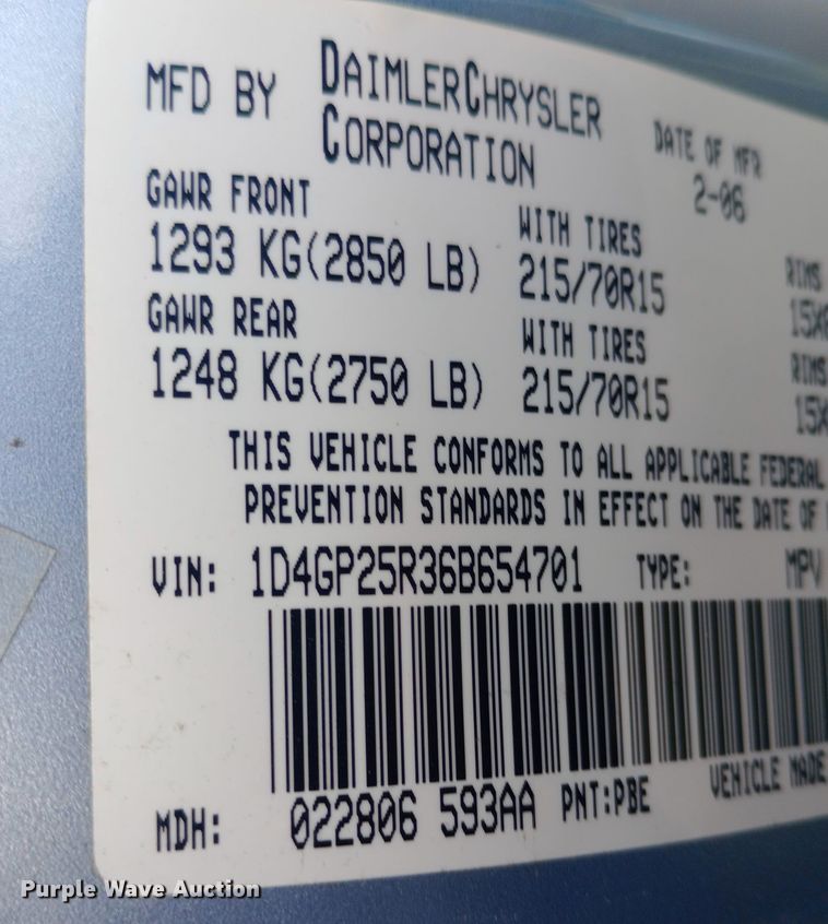 image for item DW0942 2006 Dodge Caravan van