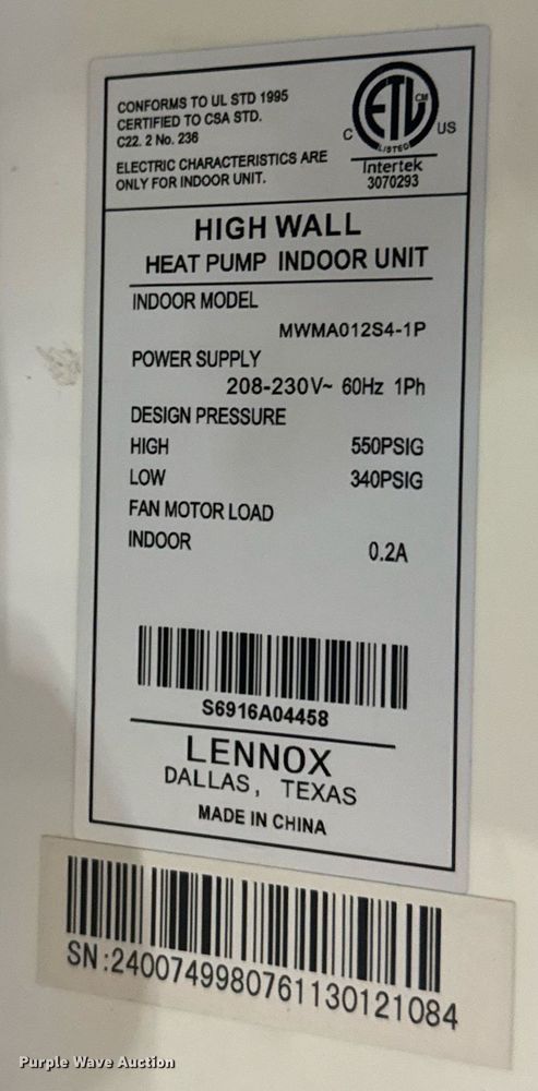 image for item DX3907 Lennox HVAC units