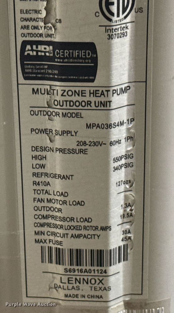 image for item DX3907 Lennox HVAC units