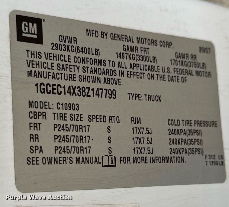 image for item EH7396 2008 Chevrolet  Silverado 1500 pickup truck