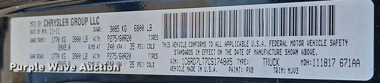 image for item EI8666 2012 Dodge Ram 1500 Crew Cab pickup truck