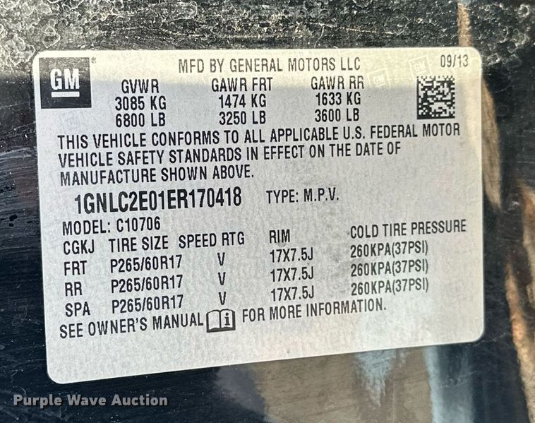 image for item EJ5170 2014 Chevrolet Tahoe Police SUV