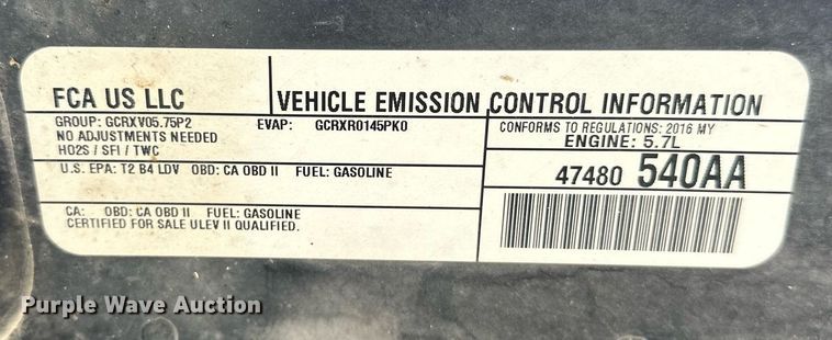 image for item EJ5173 2016 Dodge Charger Police 