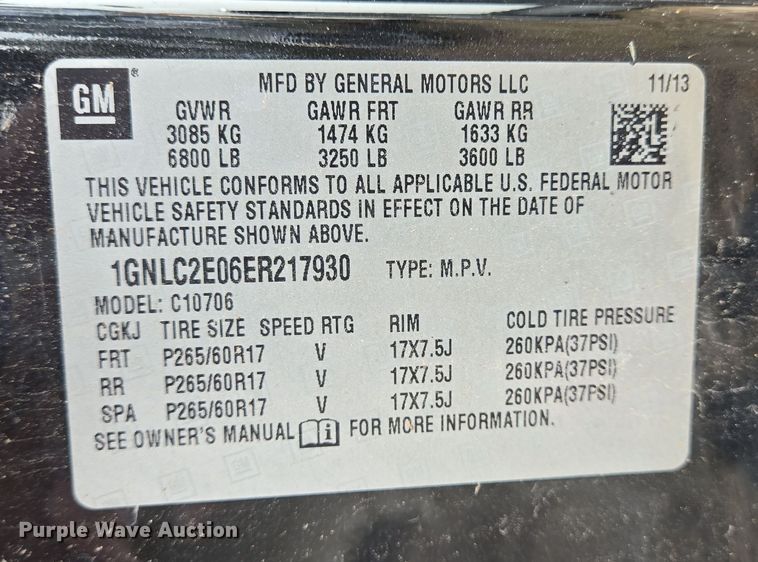 image for item EQ2555 2014 Chevrolet Tahoe Police SUV