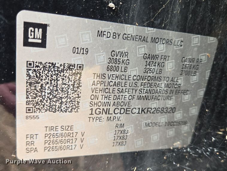 image for item EQ2557 2019 Chevrolet Tahoe Police SUV