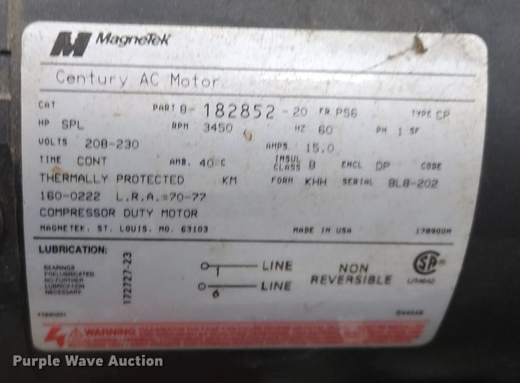 image for item EQ3788 Sanborn Magna Force  air compressor