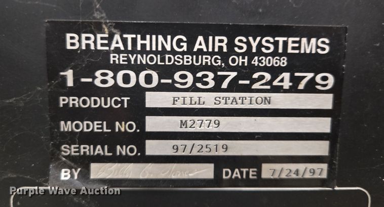image for item EQ3789 Breathing Air Systems  M2779 oxygen fill station 