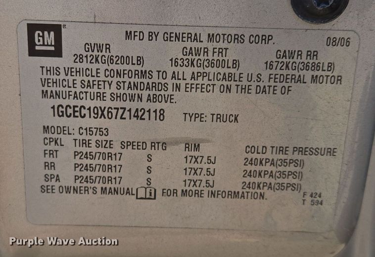 image for item EQ3835 2007 Chevrolet  Silverado 1500 Ext. Cab pickup truck