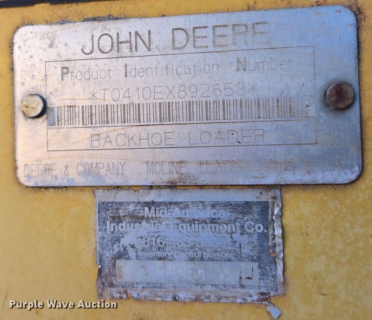 image for item EQ3837 2000 John Deere  410E backhoe