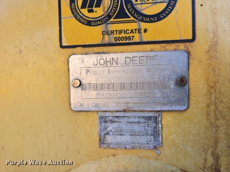 image for item EQ3837 2000 John Deere  410E backhoe