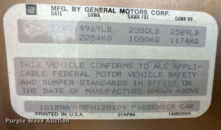 image for item ER8125 1985 Chevrolet Caprice Classic 