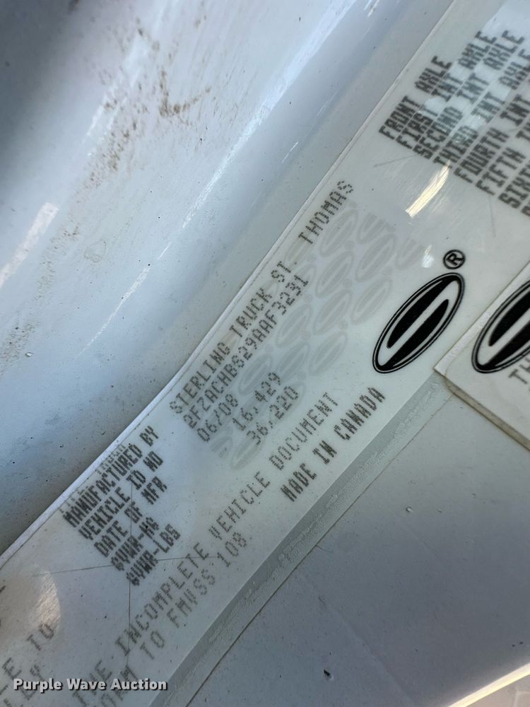 image for item ER8433 2009 Sterling Acterra dump truck