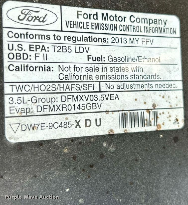 image for item NJ9628 2013 Ford Taurus Police Interceptor 