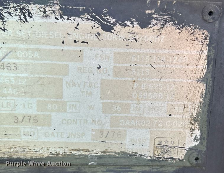 image for item NJ9629 1976 Libby Welding Co MEP005A generator