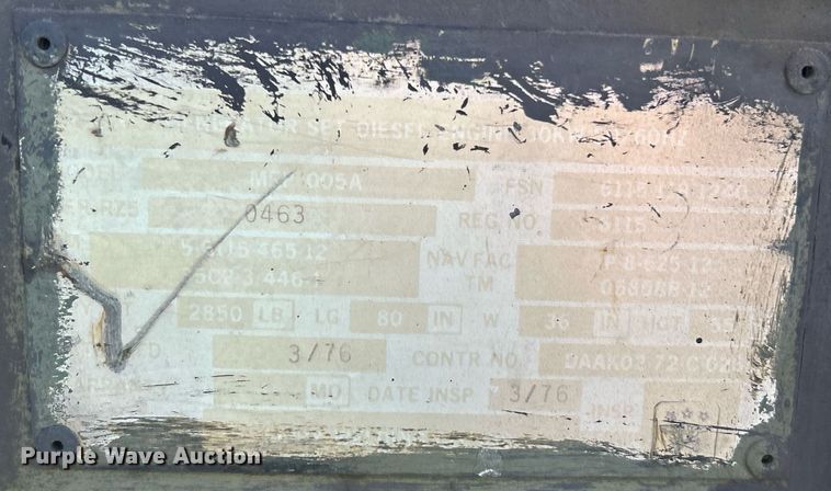 image for item NJ9629 1976 Libby Welding Co MEP005A generator