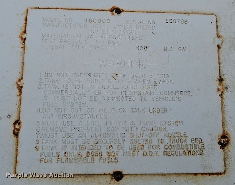 image for item OJ9248 Delta Consolidated  480000 auxiliary fuel tank