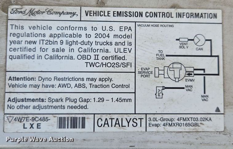 image for item YA0282 2004 Ford Ranger SuperCab pickup truck