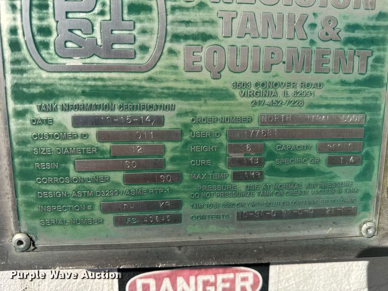 image for item OG9741 Precision Tank & Equipment  fiberglass tank