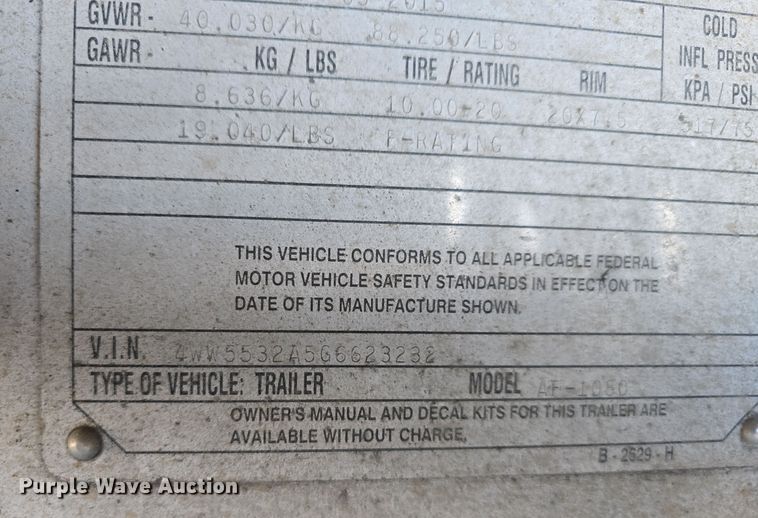 image for item DV0000 2016 Wilson Trailer Sales Inc. AF-1080 flatbed trailer