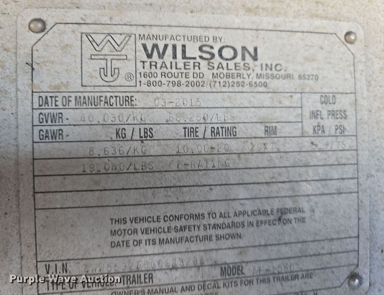 image for item DV0000 2016 Wilson Trailer Sales Inc. AF-1080 flatbed trailer
