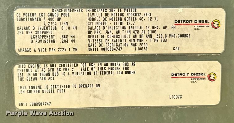 image for item EG2345 2001 Freightliner semi truck