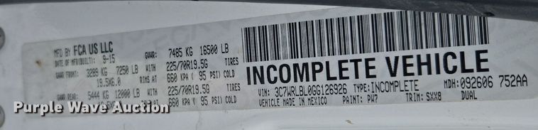 image for item DT7026 2016 Dodge Ram 4500HD flatbed truck