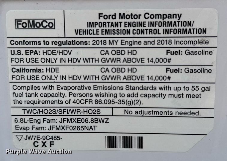image for item EG2319 2018 Ford E450 Super Duty refrigerated truck