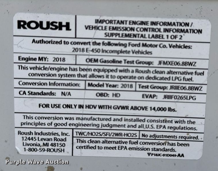 image for item EG2319 2018 Ford E450 Super Duty refrigerated truck