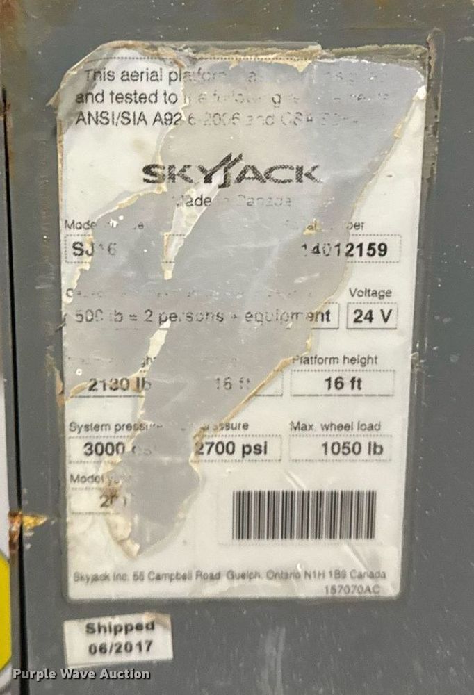 image for item EG7073 Skyjack SJ16 vertical lift