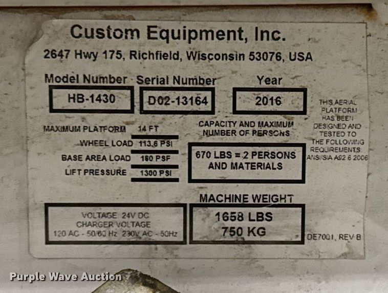 image for item EG7083 2016 Hy-Brid HB-1430 scissor lift