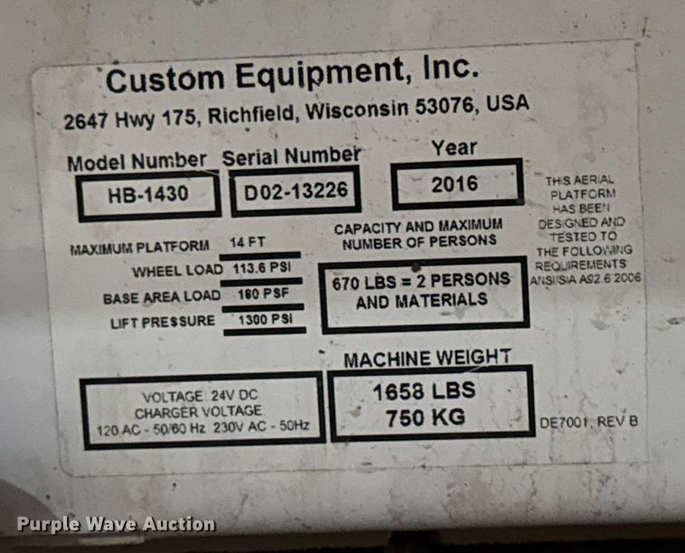 image for item EG7089 2016 Hy-Brid HB-1430 scissor lift