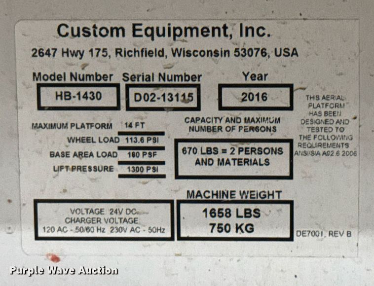image for item EG7090 2016 HY-BRID HB-1430 scissor lift