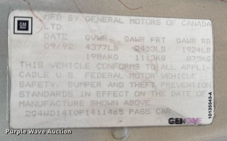 image for item EG7101 1993 Buick Regal Limited 