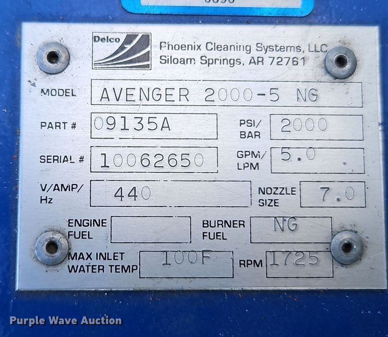 image for item EI8582 Delco Avenger 2000-5 NG pressure washer