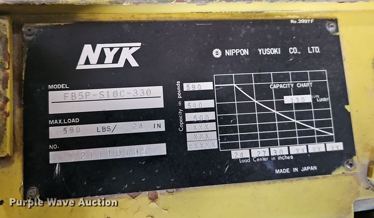 image for item EI8584 Mitsubishi NYK FB5P-S10C-330 forklift