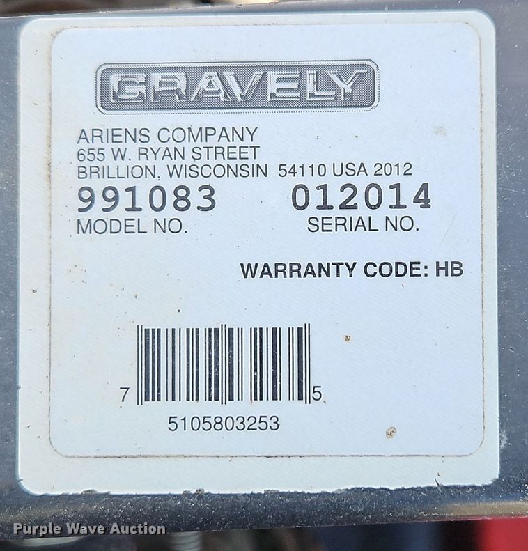 image for item EI8712 Gravely 991083 ZTR lawn mower