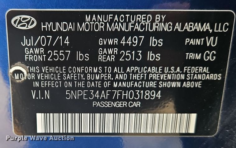 image for item EI8740 2015 Hyundai Sonata Sport 