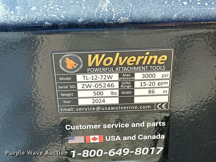 image for item EJ5300 2024 Wolverine TL-12-72W 72
